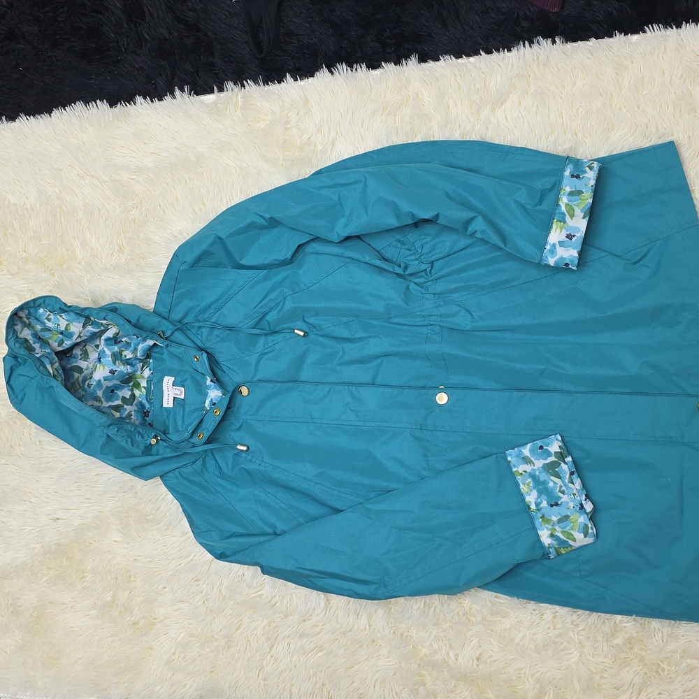 Susan Graver Teal Jacket with Floral Interior